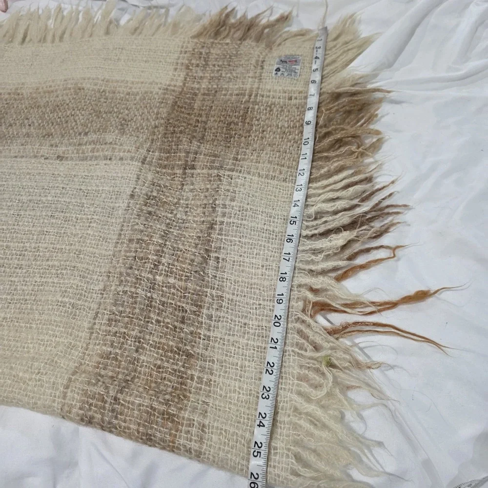 Avoca Handweavers Wool Ireland Plaid Throw Blanket Tan Cozy‎